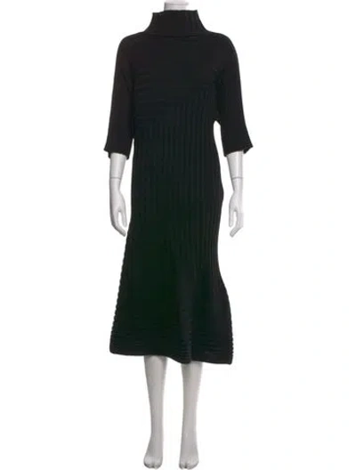 Pre-owned Issey Miyake Turtleneck Midi Length Dress In Black