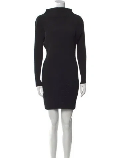 Pre-owned Issey Miyake Turtleneck Mini Dress In Black