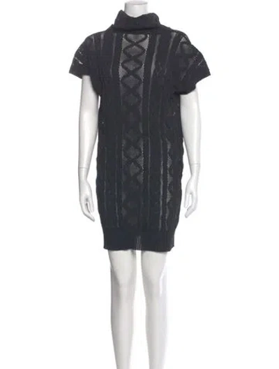 Pre-owned Issey Miyake Turtleneck Mini Dress In Gray