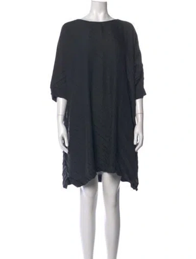 Pre-owned Issey Miyake Turtleneck Mini Dress In Grey