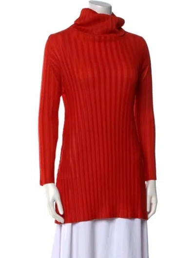 Pre-owned Issey Miyake Turtleneck Mini Dress In Orange