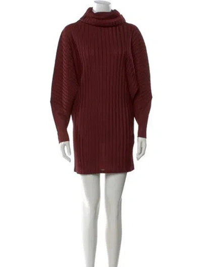 Pre-owned Issey Miyake Turtleneck Mini Dress In Red