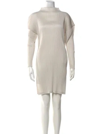 Pre-owned Issey Miyake Turtleneck Mini Dress W/ Tags In Neutral
