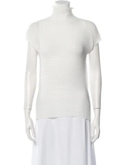 Pre-owned Issey Miyake Turtleneck Short Sleeve Top W/ Tags In White