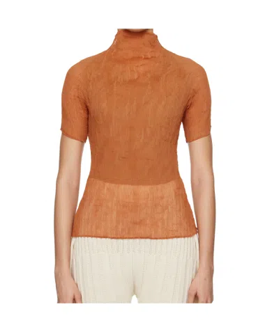 Issey Miyake Turtleneck T-shirt In Orange