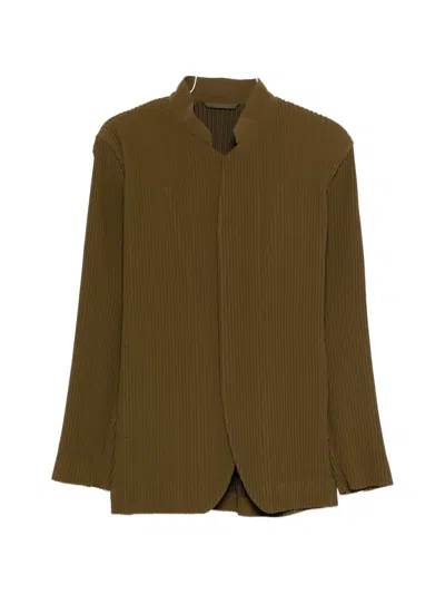 Issey Miyake Tuxedo Pleated Blazer In Green