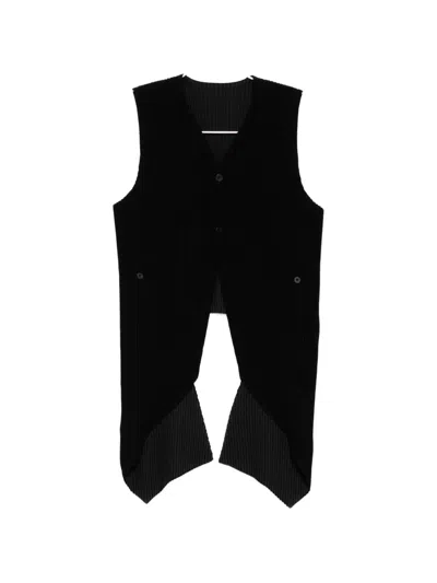 Issey Miyake Tuxedo Pleats Vest In Black