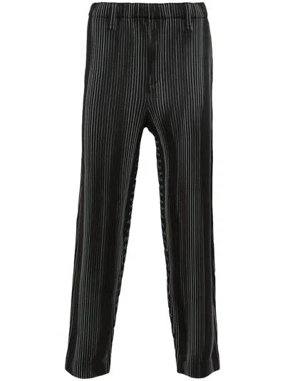 Issey Miyake Tweed Pleats Cropped Trousers In 44-brown