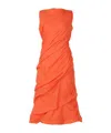 Issey Miyake Twining Midi Dress In Orange