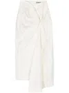 Issey Miyake Twist Asymmetric Midi Skirt In White