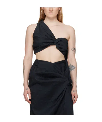 Issey Miyake Twist-pleated Top In Black