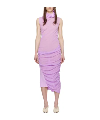 Issey Miyake Twisted Pleated Extra-long Dress In Purple