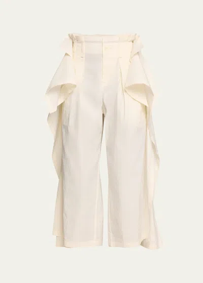 Issey Miyake Twisted Side Panel Woven Pants In White