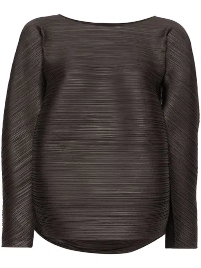 Issey Miyake Ufo Blouse In Brown