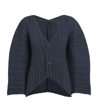 Issey Miyake Unfurling Pleats Cardigan In Blue