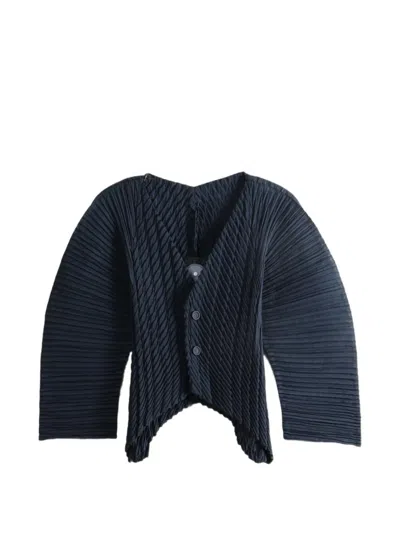 Issey Miyake Unfurling Pleats Pleated Asymmetric-hem Cardigan In Blue