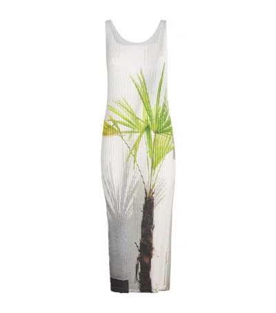 Issey Miyake Urban Jungle Pleats Midi Dress In Gray