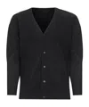 Issey Miyake Ribbed Texture V-neck Sweater With Long Sleeves In Black