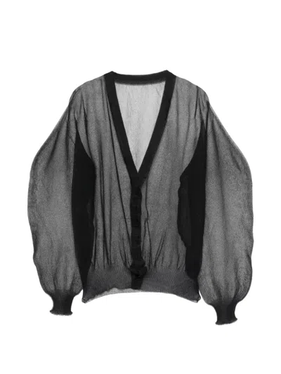 Issey Miyake V-neck Cardigan In Black