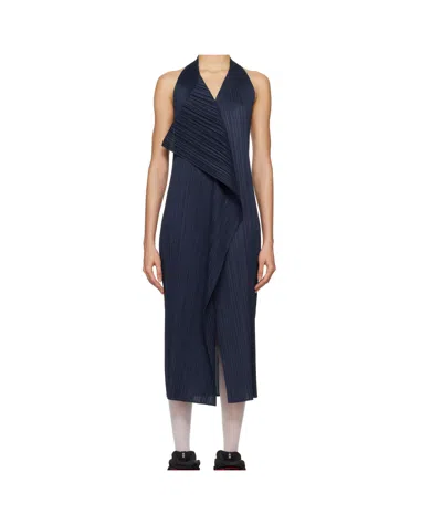 Issey Miyake Navy Monthly Colors November Maxi Dress In 79 Dark Navy
