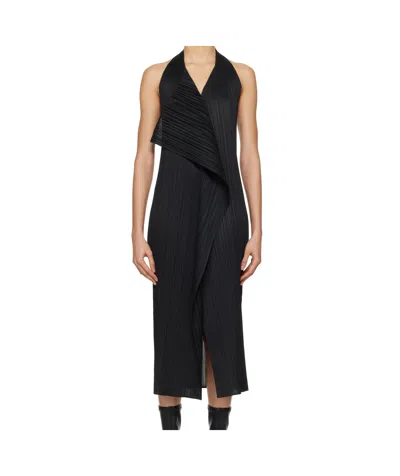 Issey Miyake V-neck Dress In Black