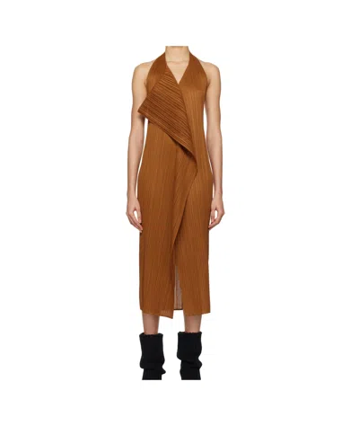 Issey Miyake Brown Monthly Colors November Maxi Dress In 44 Brown