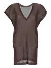 Issey Miyake V-neck Dress In Brown