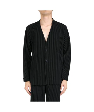 Issey Miyake V-neck Long-sleeved Casual Jacket In Black