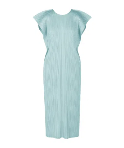 Issey Miyake V-neck Plissé Midi Dress In Blue