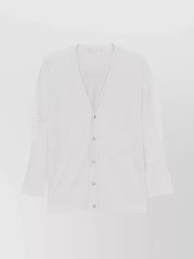 ISSEY MIYAKE V-NECK RIBBED CARDIGAN LONG SLEEVES
