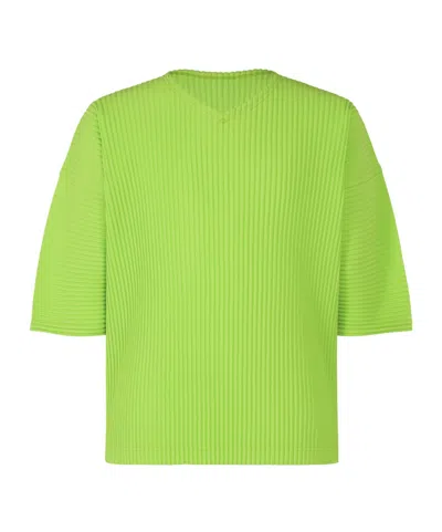 Issey Miyake V-neck Short Sleeve Top In Green