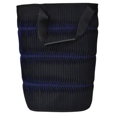 Pre-owned Issey Miyake Vertical Pleated Cylinder Bag With "stop Television" Print 2001 In Black