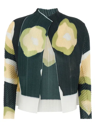 Issey Miyake Black Verve Pleats Top Cardigan In Green