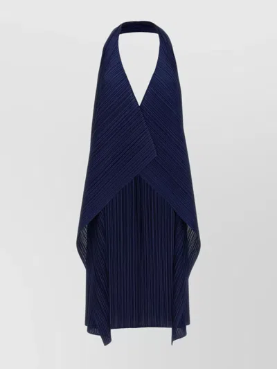 Issey Miyake Vest With Draped Halterneck And Sleeveless In Blue