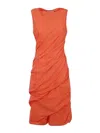 Issey Miyake Twining Midi Dress In Orange