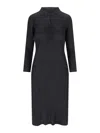 Issey Miyake Womens Pleated High-neck Knitted Midi Dress Black In Black