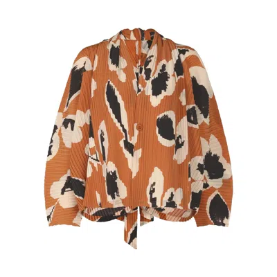 Pre-owned Issey Miyake Vigor Pleats Cardigan 'brown' | Women's Size 2