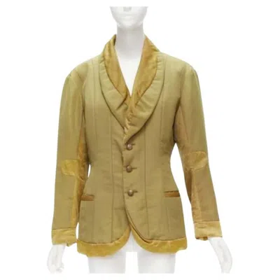 Pre-owned Issey Miyake Vintage 1980s Khaki Brown Contrast 3d Cut Collar Insert Jacket M