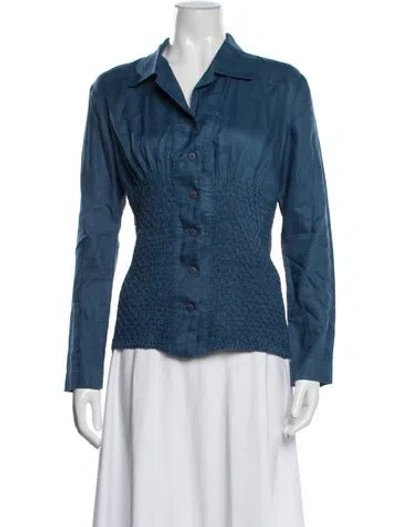 Pre-owned Issey Miyake Vintage 1996 Button-up Top In Blue
