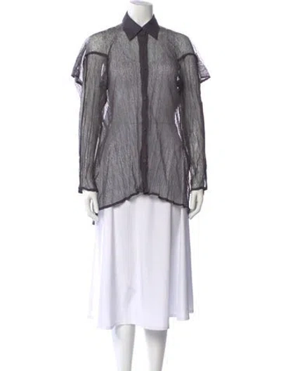 Pre-owned Issey Miyake Vintage 2000 Blouse In Gray