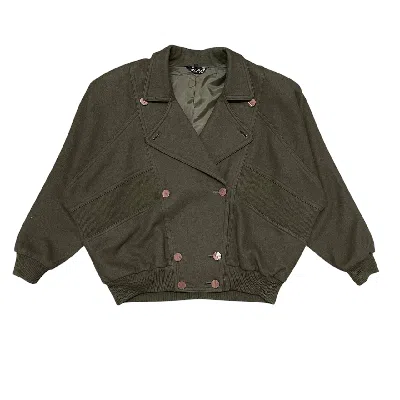 Pre-owned Issey Miyake Vintage Ascagne Wool Bomber Style Jacket Inspired Issey In Green