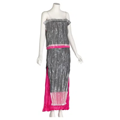 Pre-owned Issey Miyake Vintage Issey Miayke Silver, Pink & Pearl Layered Top Skirt Set