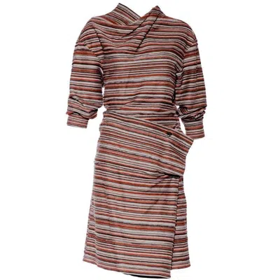 Pre-owned Issey Miyake Vintage  Brown Knit Striped Ensemble