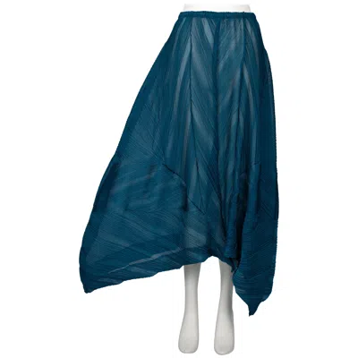 Pre-owned Issey Miyake Vintage  Sheer Transformable Skirt / Cape / Poncho Peacock Blue