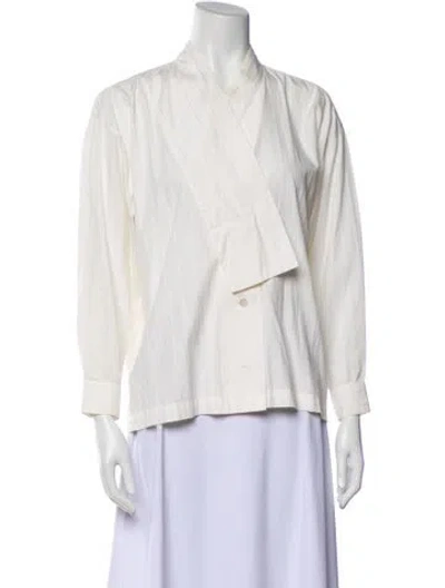 Pre-owned Issey Miyake Vintage Long Sleeve Blouse In White