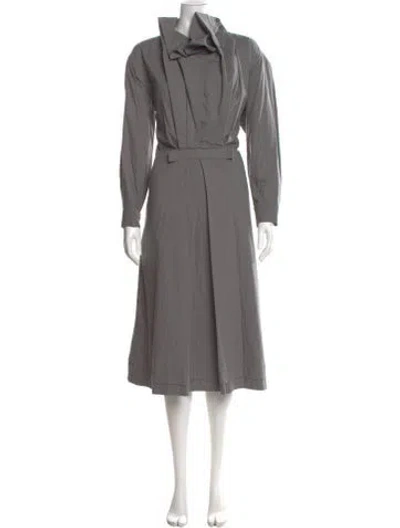 Pre-owned Issey Miyake Vintage Midi Length Dress In Gray
