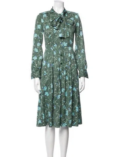 Pre-owned Issey Miyake Vintage Midi Length Dress In Green