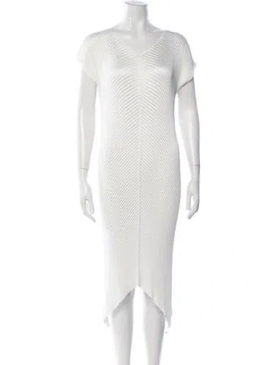 Pre-owned Issey Miyake Vintage Midi Length Dress In White
