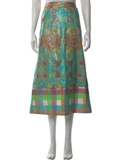 Pre-owned Issey Miyake Vintage Midi Length Skirt In Green