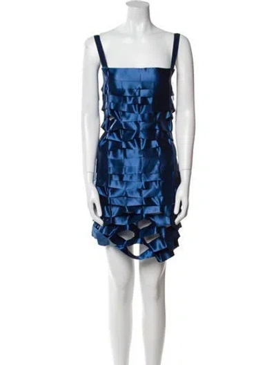 Pre-owned Issey Miyake Vintage Mini Dress In Blue